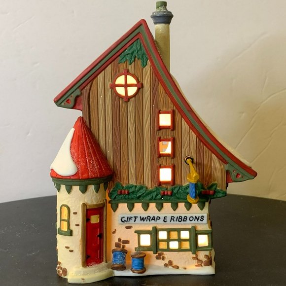 Dept 56 Gift Wrap & Ribbons - North Pole Village Christmas Building - 1996 - Picture 5 of 12